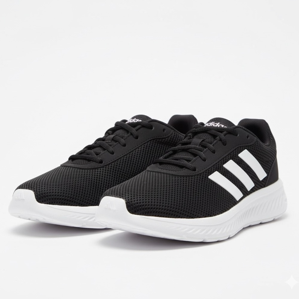 Adidas Black and White Athletic Sneakers with Signature Stripes